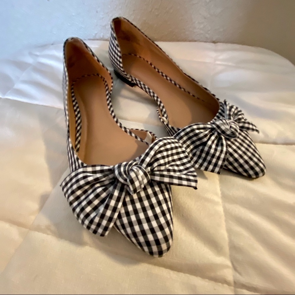 EUC Gingham Bow Flats